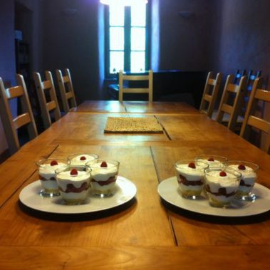 Verrines aux framboises du jardin