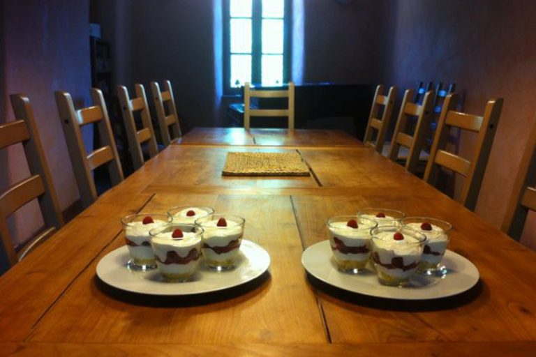 Verrines aux framboises du jardin